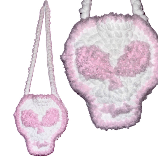 Crochet plush skull bag