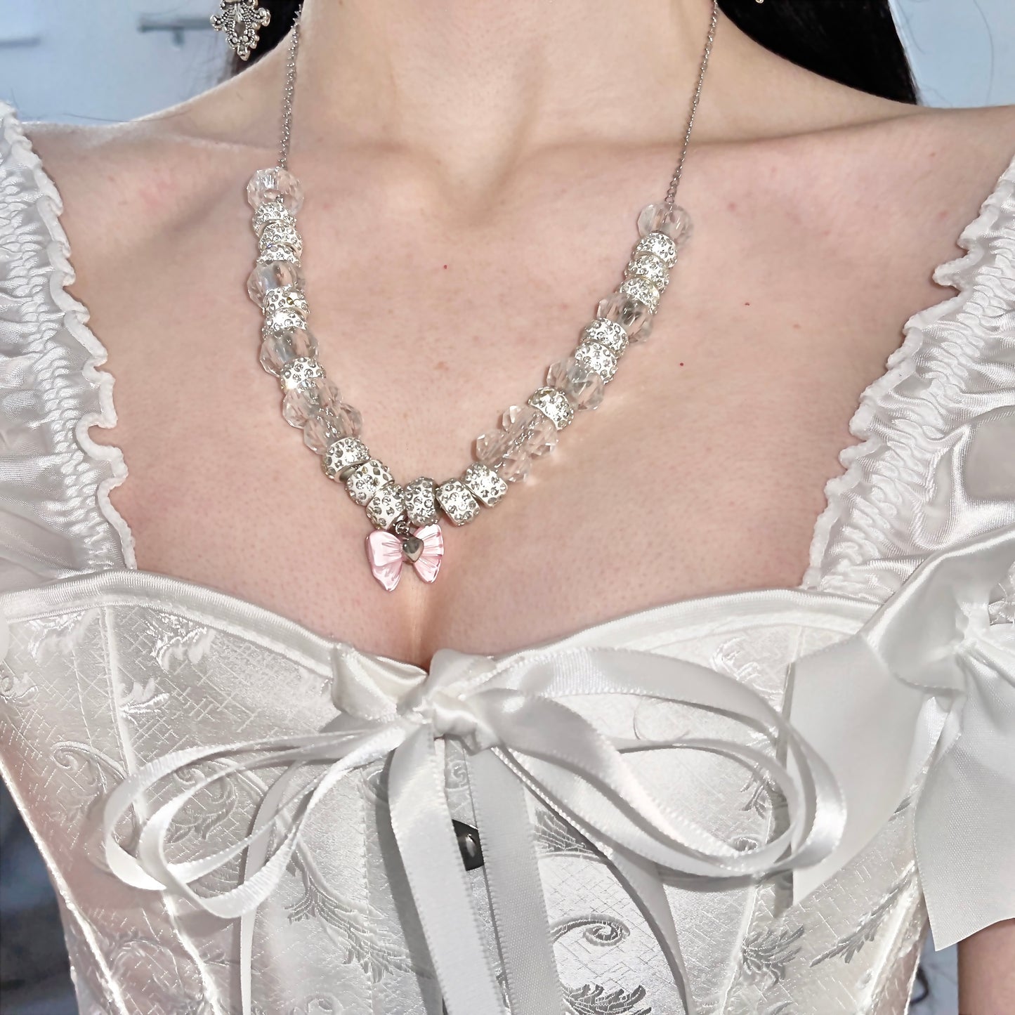 Bow diamanté necklace